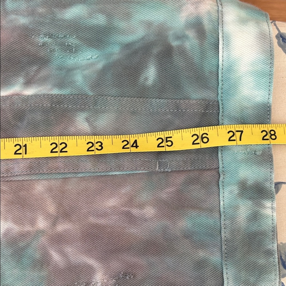 Oddy Teal Gray Tie‑Dye Distressed Denim Jacket Plus 2X/3X NWT - Picture 8 of 11
